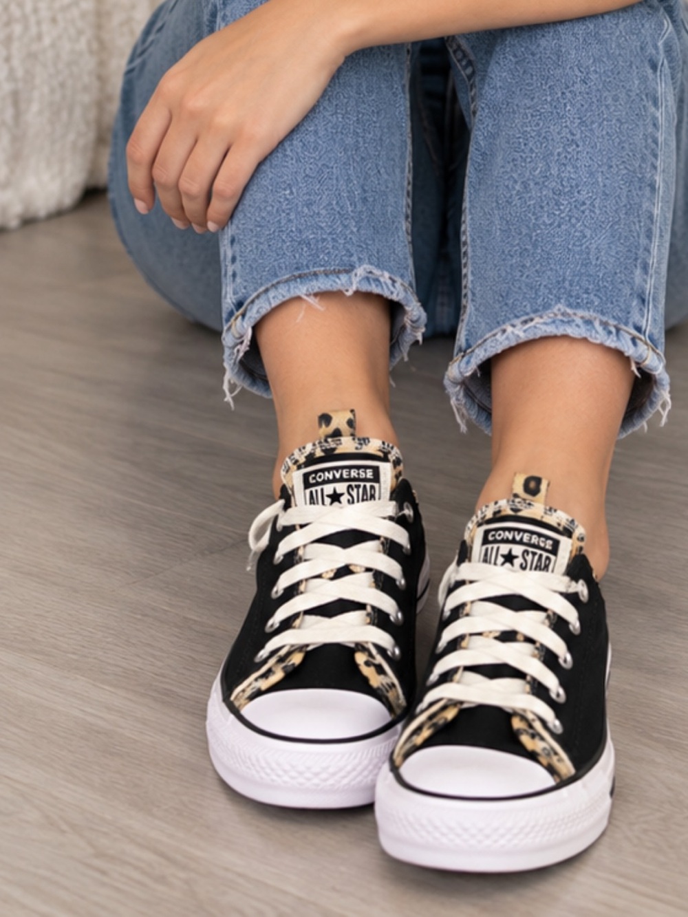 Converse All Star Black Leopard Print Low Top Sneakers Women’s/Juniors 4/6